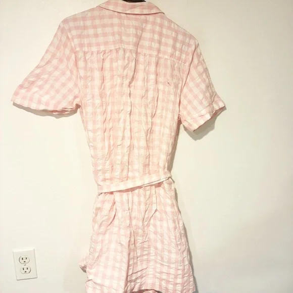 Lisa Marie Fernandez x Target Pink Gingham Dress‎ Button Front Tie Waist Size XL - Picture 6 of 6